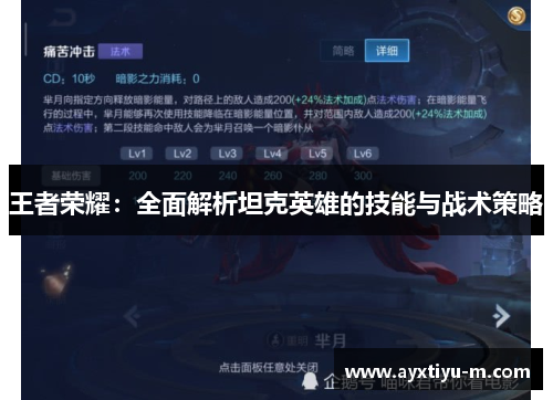 王者荣耀：全面解析坦克英雄的技能与战术策略